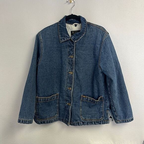 Vintage Early 2000s Lee Womens Quilted Long Sleeve Blue Denim Jacket Size L - Picture 1 of 10